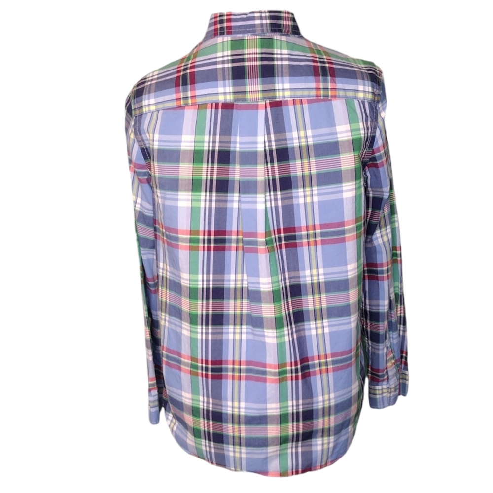 Ralph Lauren Blue label XL plaid button cuff button up women's Cotton blouse - Picture 3 of 4